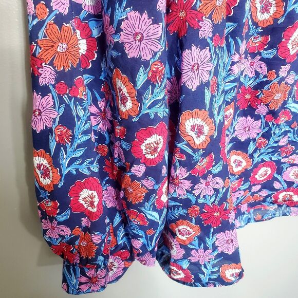 Vineyard Vines Tisbury Floral Square Neck Top Womens Size XL Buttoned Cuffs - Picture 8 of 11